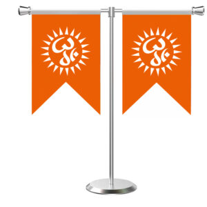 Om Flag T-Shaped Table Flag with Stainless Steel Base and Pole