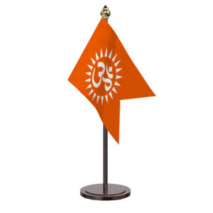 Om Flag Table Desk Miniature Flag With Black Acrylic Base and Pipe