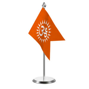 Om Desk Flag With Stainless Steel Base And Pole with 4inchx6inch flag