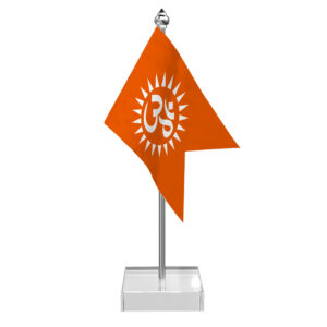 Om Flag Table Desk Miniature Flag With Stainless Steel Pole And Transparent Acrylic Base