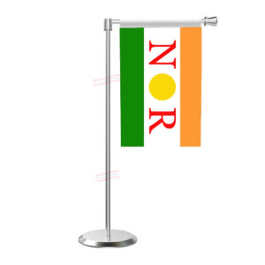 AINRC L Shape Table Flag With Stainless Steel Base and Pole