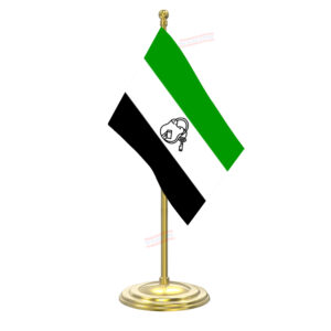 AIUDF (All India United Democratic Front) Flag with Gold Coated Plastic Pole & Round Base Table Miniature Flag