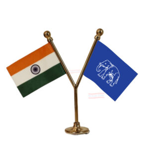 BSP (Bahujan Samaj Party) Car Dashboard Flag | Y Shape Stainless Steel Dashboard Flag |