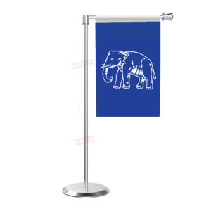 BSP (Bahujan Samaj Party ) L Shape Table Flag With Stainless Steel Base and Pole