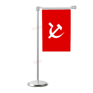 CPIM (Communist Party of India) L Shape Table Flag With Stainless Steel Base and Pole