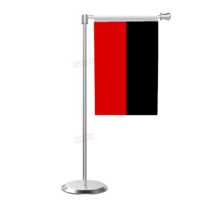 DMK (Dravida Munnetra Kazhagam) L Shape Table Flag With Stainless Steel Base and Pole