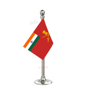 Indian Army Flag Stand for Car Dashboard-Single Silver Plastic | Car Decoration