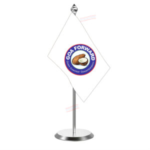GFP (Goa Forward Party) Flag Desk Flag With Stainless Steel Base And Pole with 4inchx6inch flag