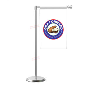 GFP (Goa Forward Party) L Shape Table Flag With Stainless Steel Base and Pole