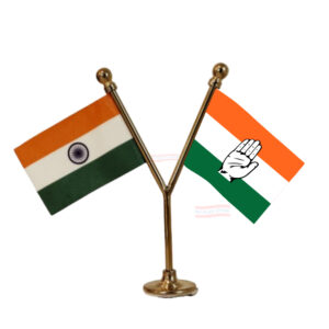 INC (Indian National Congress) Car Dashboard Flag | Y Shape Stainless Steel Dashboard Flag |
