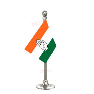 INC (Indian National Congress) Car Dashboard Flag | Single Silver Acrylic Dashboard Flag |