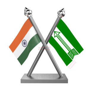 JDU (Janata Dal United ) Car Dashboard Flag | Cross Stainless Steel Dashboard Flag |