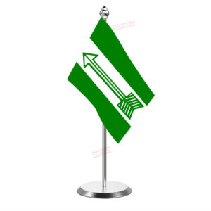 JDU (Janata Dal United) Flag Desk Flag With Stainless Steel Base And Pole with 4inchx6inch flag