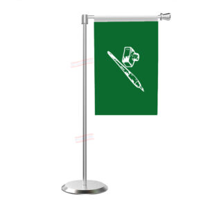 JKPDP (Jammu & Kashmir Democratic Party) L Shape Table Flag With Stainless Steel Base and Pole