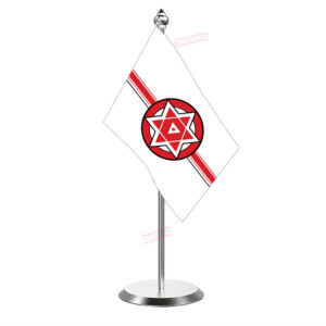 Janasena Flag Desk Flag With Stainless Steel Base And Pole with 4inchx6inch flag