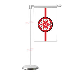 Jansena L Shape Table Flag With Stainless Steel Base and Pole