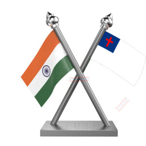 Christian Flag and India Cross Car Flag with Stainless Steel Base and Pole
