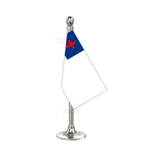 Christian Flag Stand for Car Dashboard-Single Silver Plastic | Car Decoration
