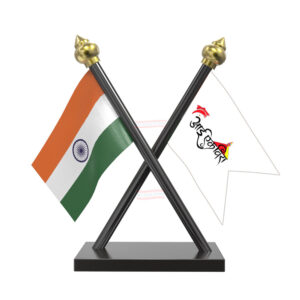 Ekvira Aai Flag and India Cross Black Acrylic Car Flag with Black Base and Pole