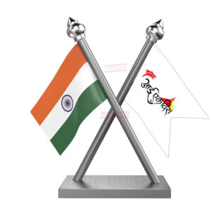 Ekvira Aai Flag and India Cross Car Flag with Stainless Steel Base and Pole