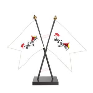 Ekvira Aai Cross Desk Flag with Black Acrylic Pole and Base