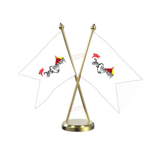 Ekvira Aai Cross Desk Flag with Brass Base and Brass Pole