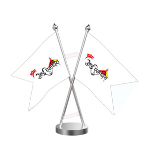 Ekvira Aai Cross Desk Flag with Stainless Steel Base and Pole