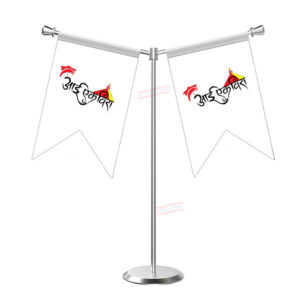 Ekvira Aai Y-Shaped Table Flag with Stainless Steel Base and Pole