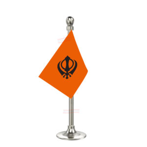 Sikh Flag Stand for Car Dashboard-Single Silver Plastic | Car Decoration