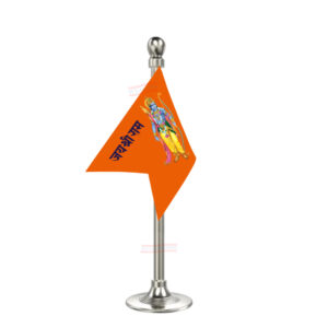 Jai Shree Ram Flag Stand for Car Dashboard-Single Silver Plastic | Car Decoration