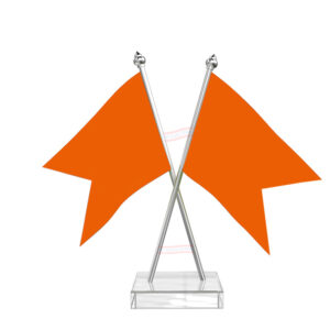 Bhagwa Cross Desk Flag with Stainless Steel pole and transparent acrylic