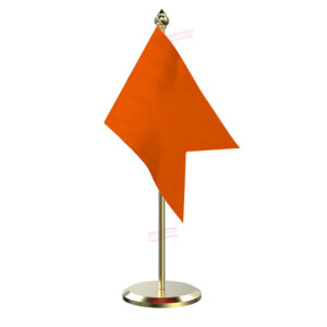Bhagwa Flag Table Miniature Flag With Brass Base And Brass Pole