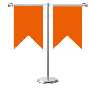 Bhagwa Flag T-Shaped Table Flag with Stainless Steel Base and Pole