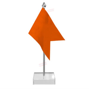 Bhagwa Table Desk Miniature Flag With Stainless Steel Pole And Transparent Acrylic Base