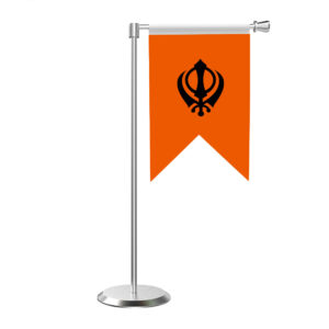 Sikh Flag L Shape Table Flag With Stainless Steel Base And Pole