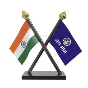 Baba Saheb Jai Bhim Flag and India Cross Black Acrylic Car Flag with Black Base and Pole