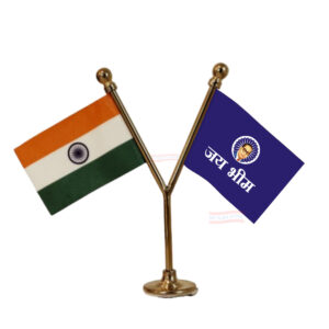 Baba Saheb Jai Bhim Flag and India Flag Y-Shaped Car Flag with Gold Base and Pole