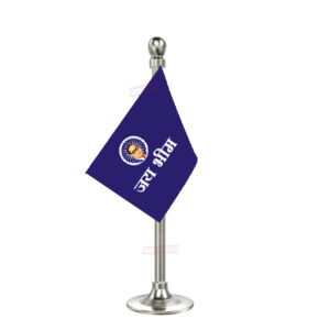 Baba Saheb Jai Bhim Flag Stand for Car Dashboard-Single Silver Plastic | Car Decoration