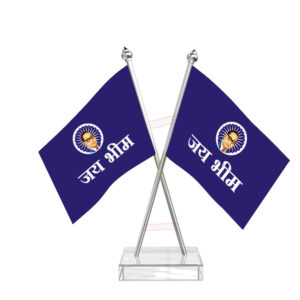 Jai Bhim Cross Desk Flag with Stainless Steel pole and transparent acrylic