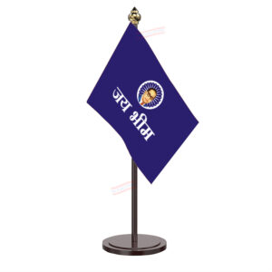 Jai Bhim Flag Table Desk Miniature Flag With Black Acrylic Base and Pipe