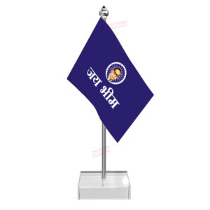 Jai Bhim Table Desk Miniature Flag With Stainless Steel Pole And Transparent Acrylic Base
