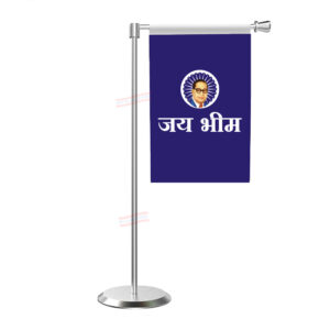 Jai Bhim Flag L Shape Table Flag With Stainless Steel Base And Pole