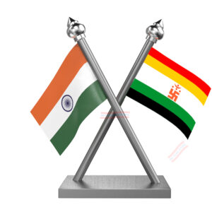 Jainism Flag and India Cross Car Flag with Stainless Steel Base and Pole