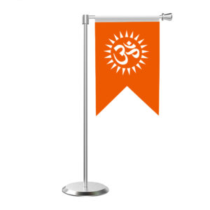 Om Flag L Shape Table Flag With Stainless Steel Base And Pole