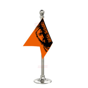Shivaji Maharaj Janta Raja Flag Stand for Car Dashboard-Single Silver Plastic | Car Decoration
