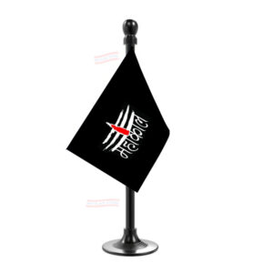 Jai Mahakal Flag Stand for Car Dashboard-Single Black Plastic | Car Decoration