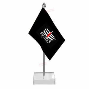 Jai Mahakal Table Desk Miniature Flag With Stainless Steel Pole And Transparent Acrylic Base