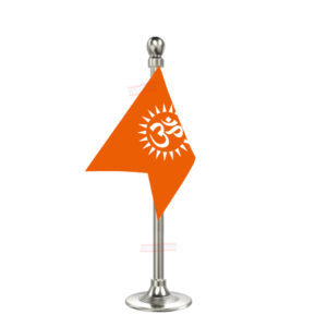 Om Flag Stand for Car Dashboard-Single Silver Plastic | Car Decoration