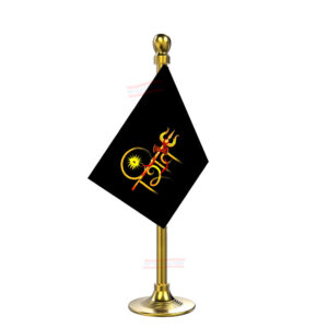 Shiv Ji Flag Stand for Car Dashboard-Single Gold Plastic | Car Decoration
