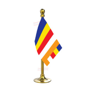 Buddhist Flag Stand for Car Dashboard-Single Gold Plastic | Car Decoration